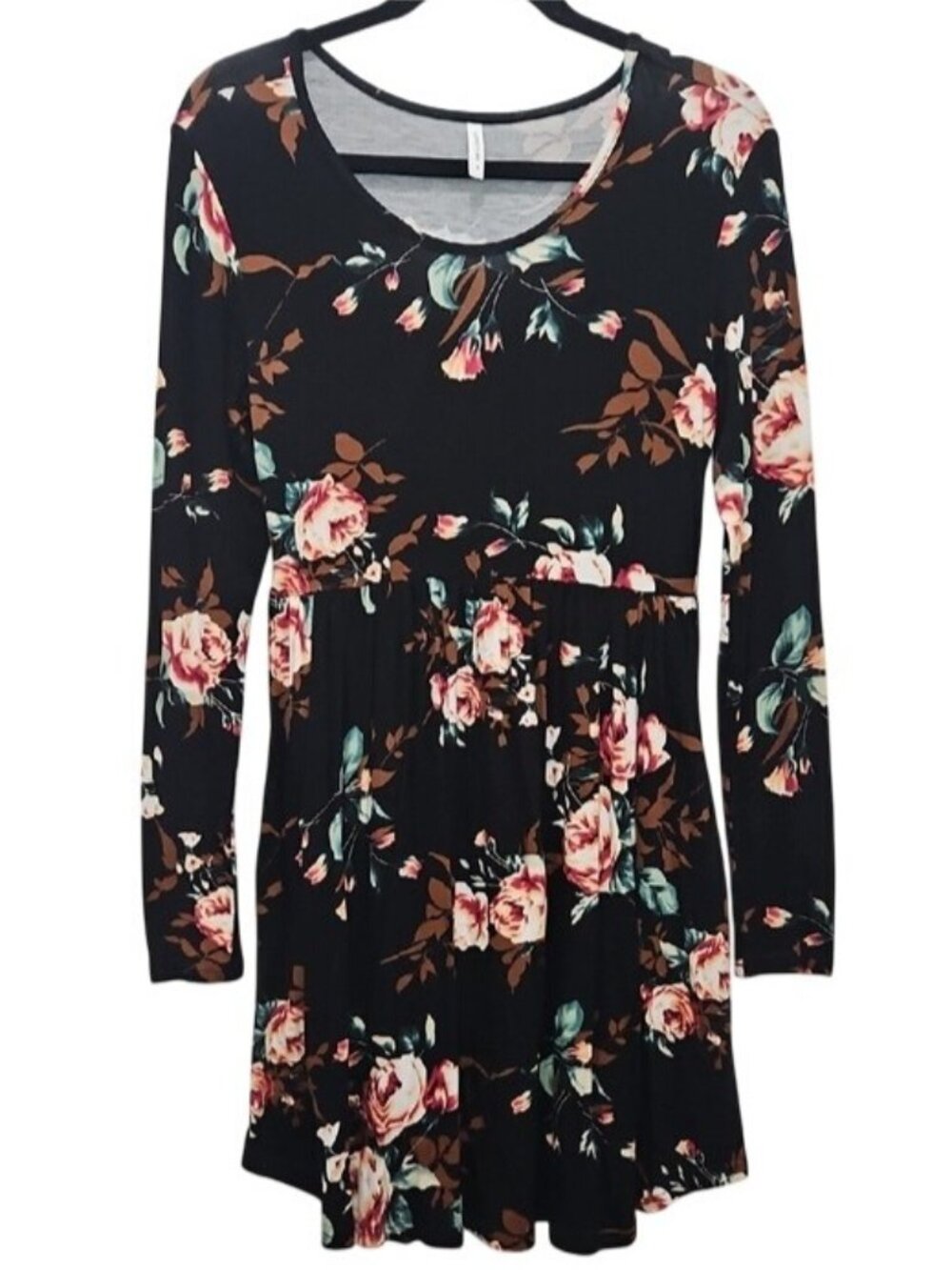 Longyuan Long Sleeve Jersey Knit Floral Dress Small Jersey Knit Stretch